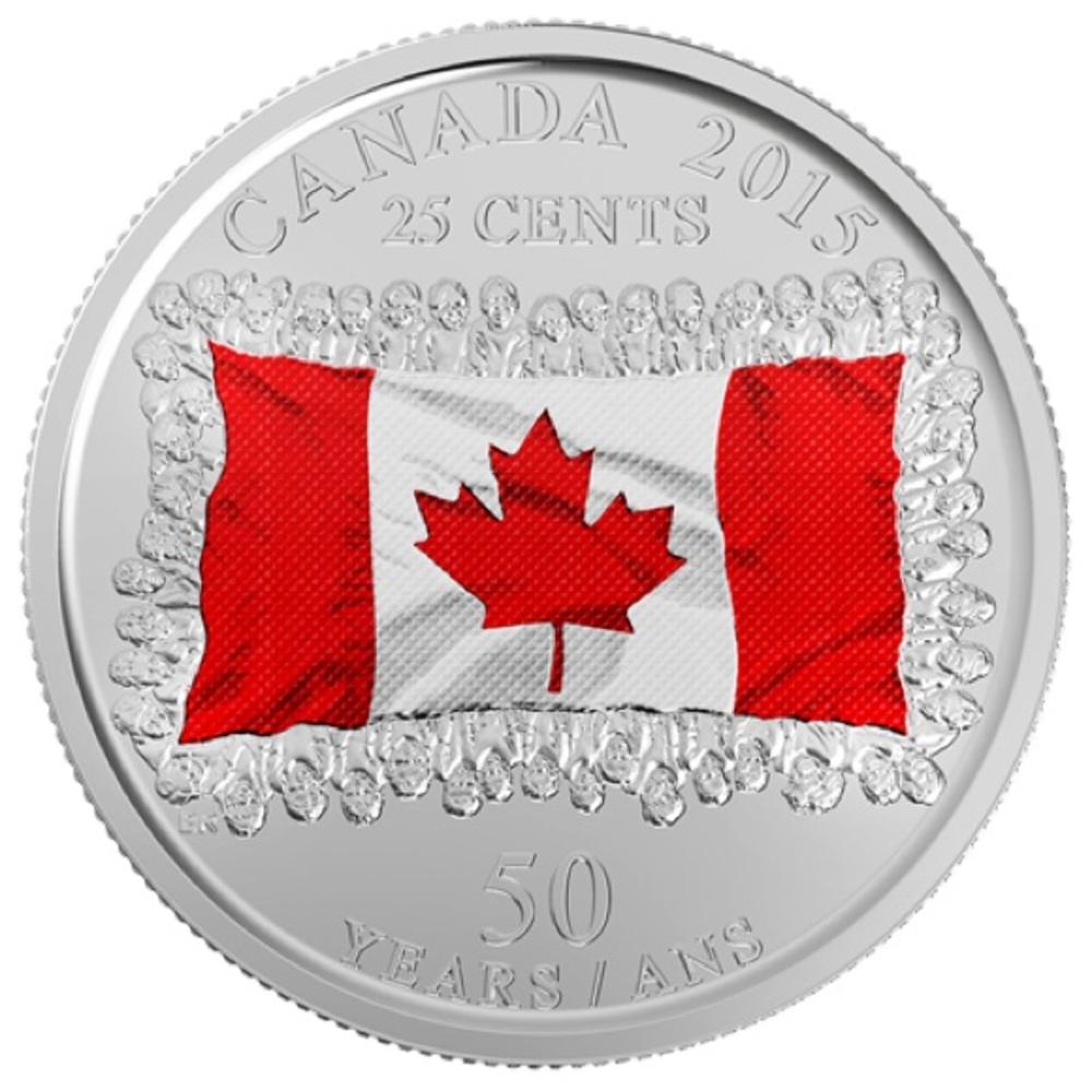 Canadian Quarter 50 Years Canada Flag Super Rare